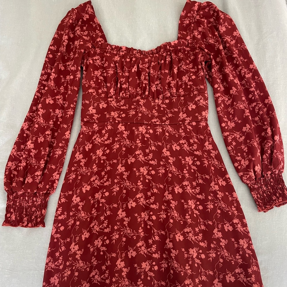 Trixxi Red Floral Long Sleeve Dress